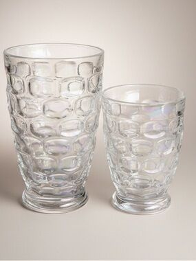 Vintage Federal Glass Yorktown Thumbprint Beverage Glass Set Colonial Glassware